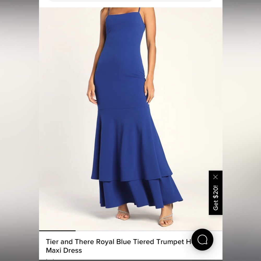 Lulu's Blue Spaghetti Strap Sleeveless Gown